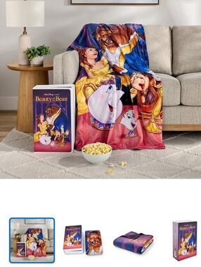 Disney Classic VHS Boxed Silk Touch Throw, 50" x 70" Beauty & The Beast